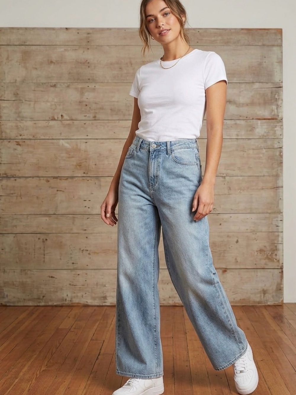 Forever 21 Light Wash High-Rise Wide Leg Jeans